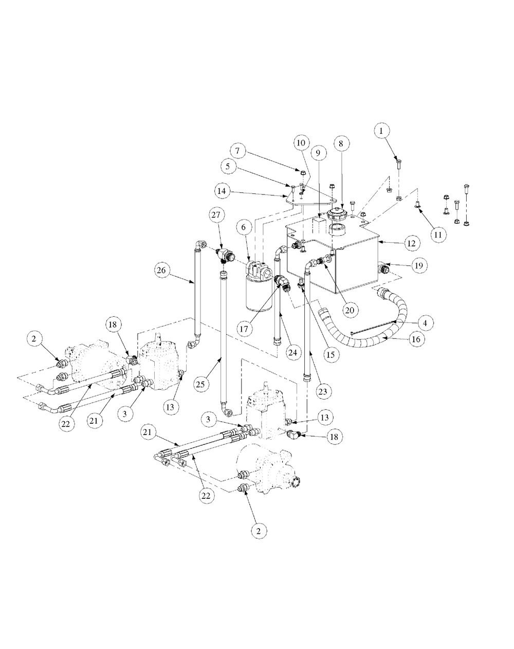 Hydro Pump Assembly Diagram and Parts List for M54-HN 53CB5ETW750-24HP-OHV Cub Cadet Lawn Tractor